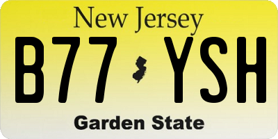NJ license plate B77YSH