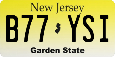NJ license plate B77YSI