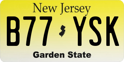 NJ license plate B77YSK