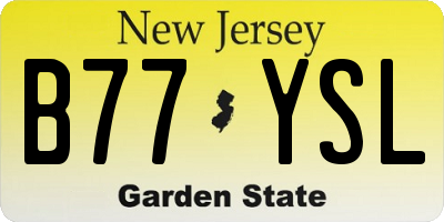 NJ license plate B77YSL