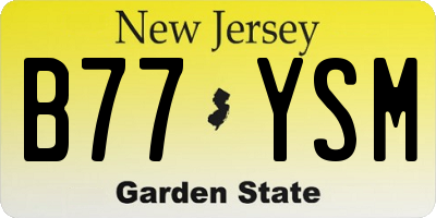 NJ license plate B77YSM