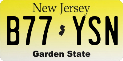 NJ license plate B77YSN
