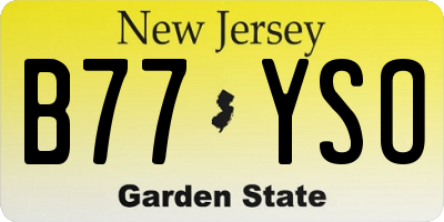 NJ license plate B77YSO