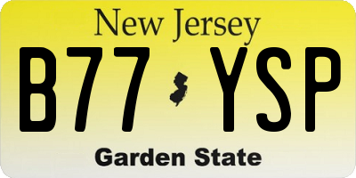 NJ license plate B77YSP