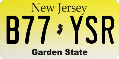 NJ license plate B77YSR
