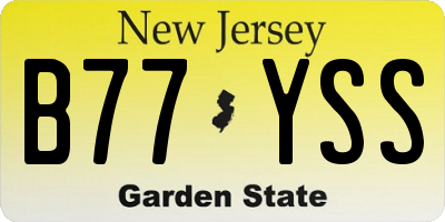 NJ license plate B77YSS