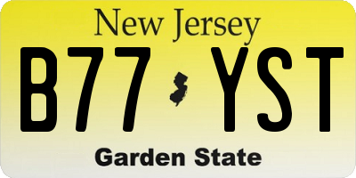 NJ license plate B77YST