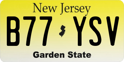 NJ license plate B77YSV