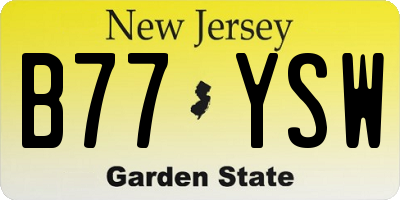 NJ license plate B77YSW