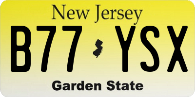 NJ license plate B77YSX