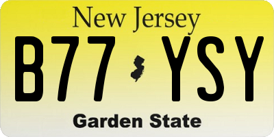 NJ license plate B77YSY