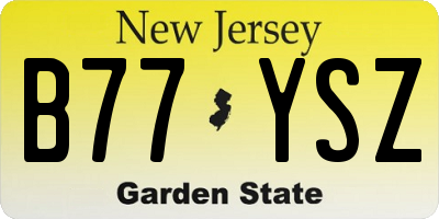 NJ license plate B77YSZ
