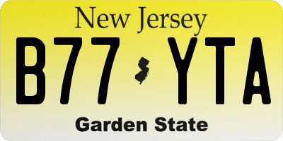 NJ license plate B77YTA