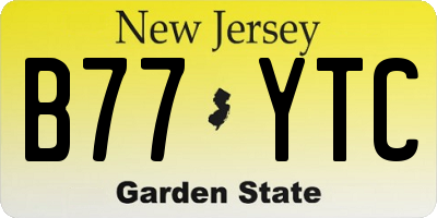 NJ license plate B77YTC