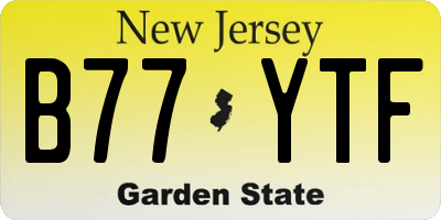 NJ license plate B77YTF