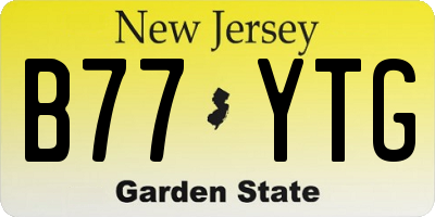 NJ license plate B77YTG