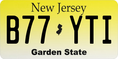NJ license plate B77YTI