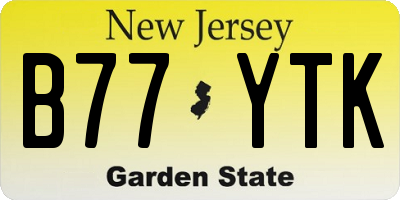 NJ license plate B77YTK