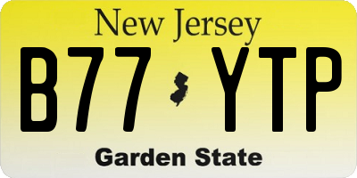 NJ license plate B77YTP