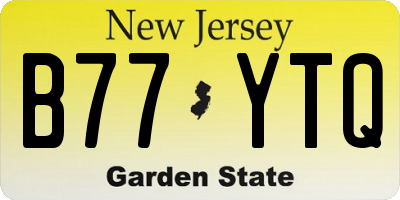 NJ license plate B77YTQ