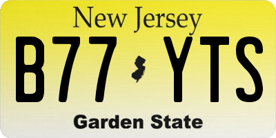NJ license plate B77YTS