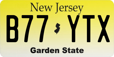 NJ license plate B77YTX
