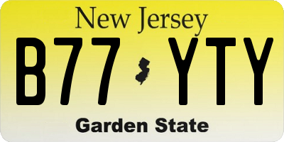 NJ license plate B77YTY