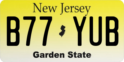 NJ license plate B77YUB