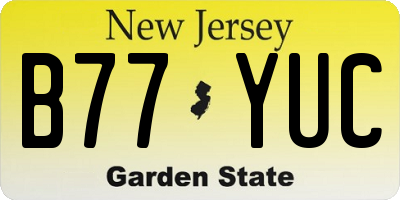 NJ license plate B77YUC