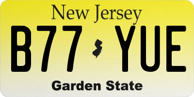 NJ license plate B77YUE