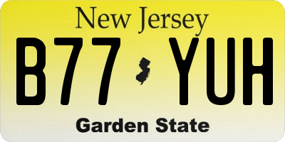 NJ license plate B77YUH