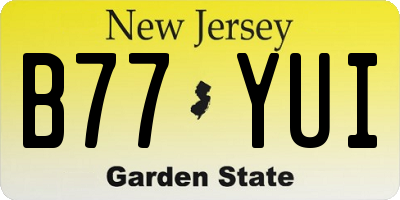 NJ license plate B77YUI
