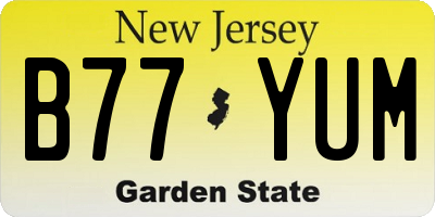 NJ license plate B77YUM