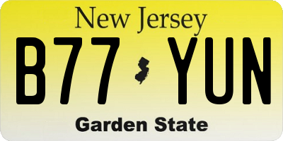NJ license plate B77YUN