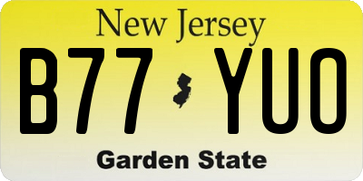 NJ license plate B77YUO