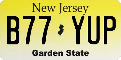 NJ license plate B77YUP