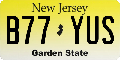 NJ license plate B77YUS