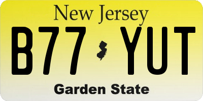 NJ license plate B77YUT