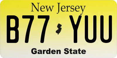NJ license plate B77YUU