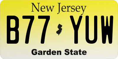 NJ license plate B77YUW