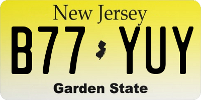 NJ license plate B77YUY
