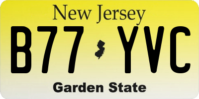 NJ license plate B77YVC