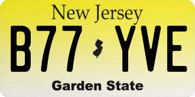 NJ license plate B77YVE