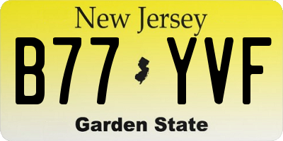 NJ license plate B77YVF
