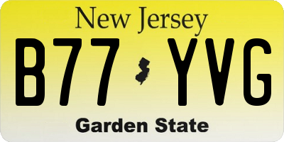 NJ license plate B77YVG