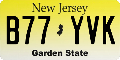 NJ license plate B77YVK
