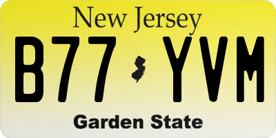 NJ license plate B77YVM