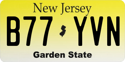 NJ license plate B77YVN