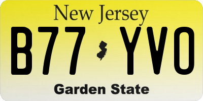 NJ license plate B77YVO