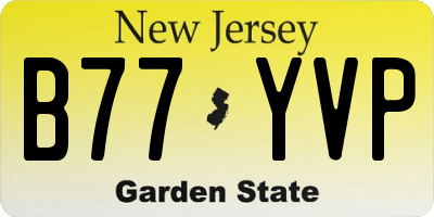 NJ license plate B77YVP